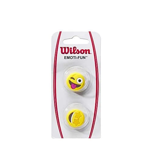 WILSON Emoti-Fun Tennis Dampeners - 2 Pack, Winking Tongue Out/Star Eyes Emojis, Yellow | Reduce Vibrations & Add Fun thumbnail 1
