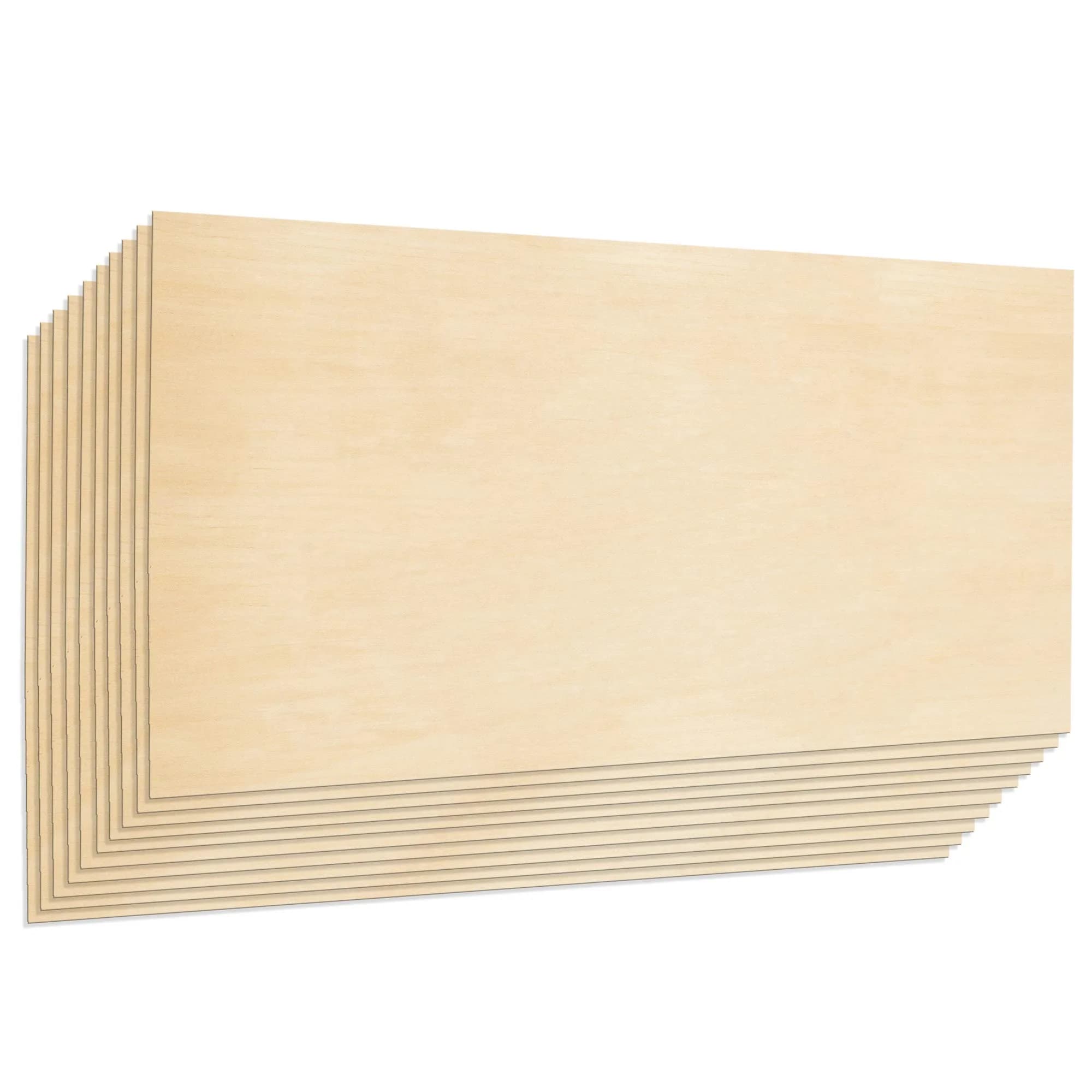 Craftiff Plywood Sheet Board 22 x 12 inch | A Grade, 1.5mm Thick, Pack of 10, Unfinished Basswood