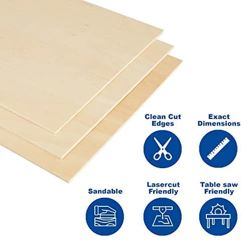 Craftiff Plywood Sheet Board 22 x 12 inch | A Grade, 1.5mm Thick, Pack of 10, Unfinished Basswood thumbnail 3