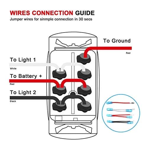 KEING Momentary Rocker Switch Toggle (ON)/Off/(ON) Green LED Light - 12V 20A / 24V 10A, 7-Pin | DPDT Waterproof Automotive thumbnail 6
