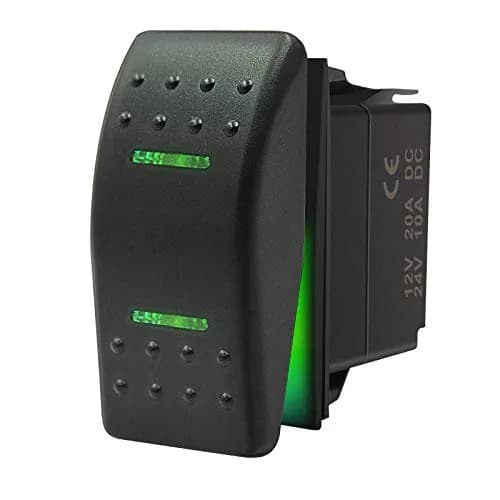 KEING Momentary Rocker Switch Toggle (ON)/Off/(ON) Green LED Light - 12V 20A / 24V 10A, 7-Pin | DPDT Waterproof Automotive thumbnail 1