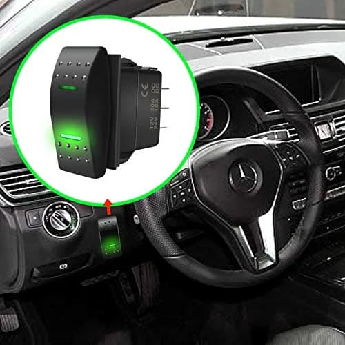 KEING Momentary Rocker Switch Toggle (ON)/Off/(ON) Green LED Light - 12V 20A / 24V 10A, 7-Pin | DPDT Waterproof Automotive thumbnail 8