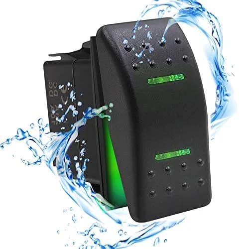 KEING Momentary Rocker Switch Toggle (ON)/Off/(ON) Green LED Light - 12V 20A / 24V 10A, 7-Pin | DPDT Waterproof Automotive thumbnail 2