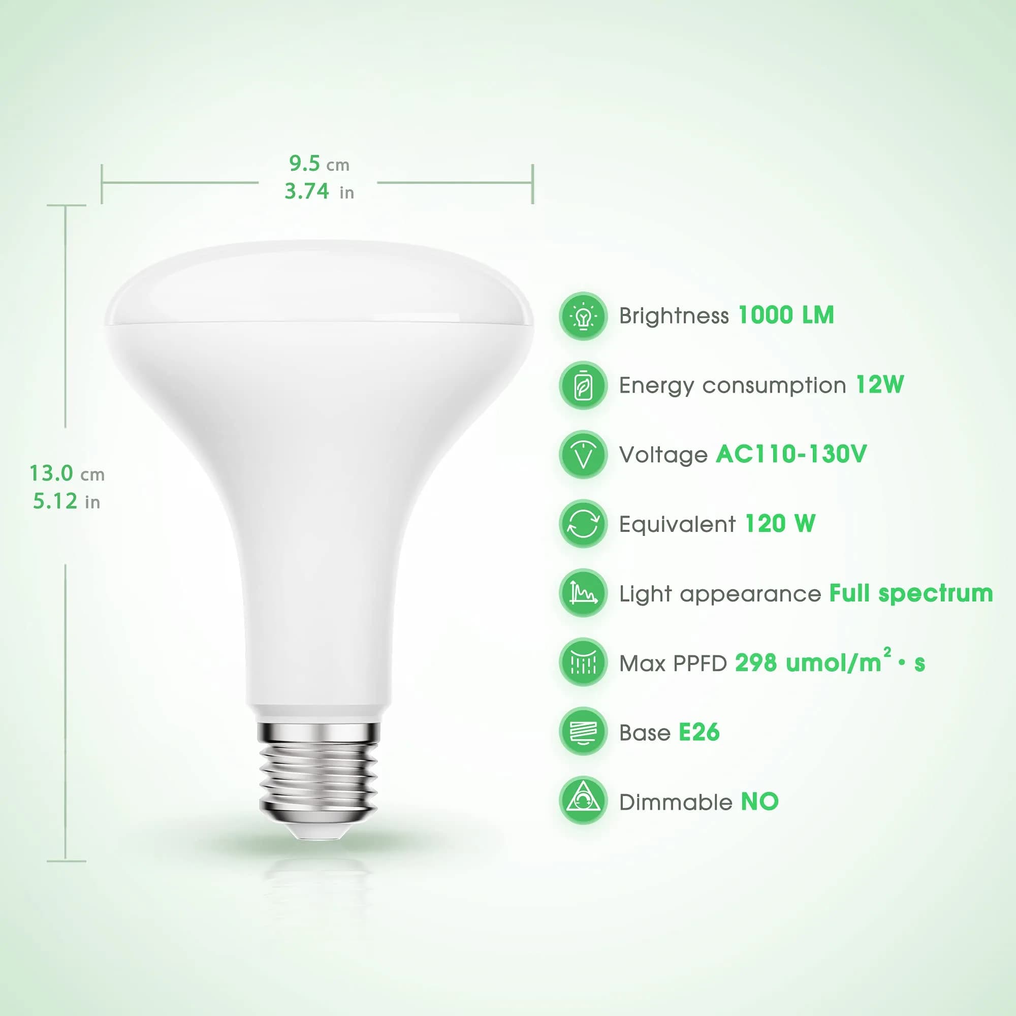 Briignite BR30 LED Grow Light Bulb 12W (4-Pack) | Full Spectrum for Seeds & Greens - view 4