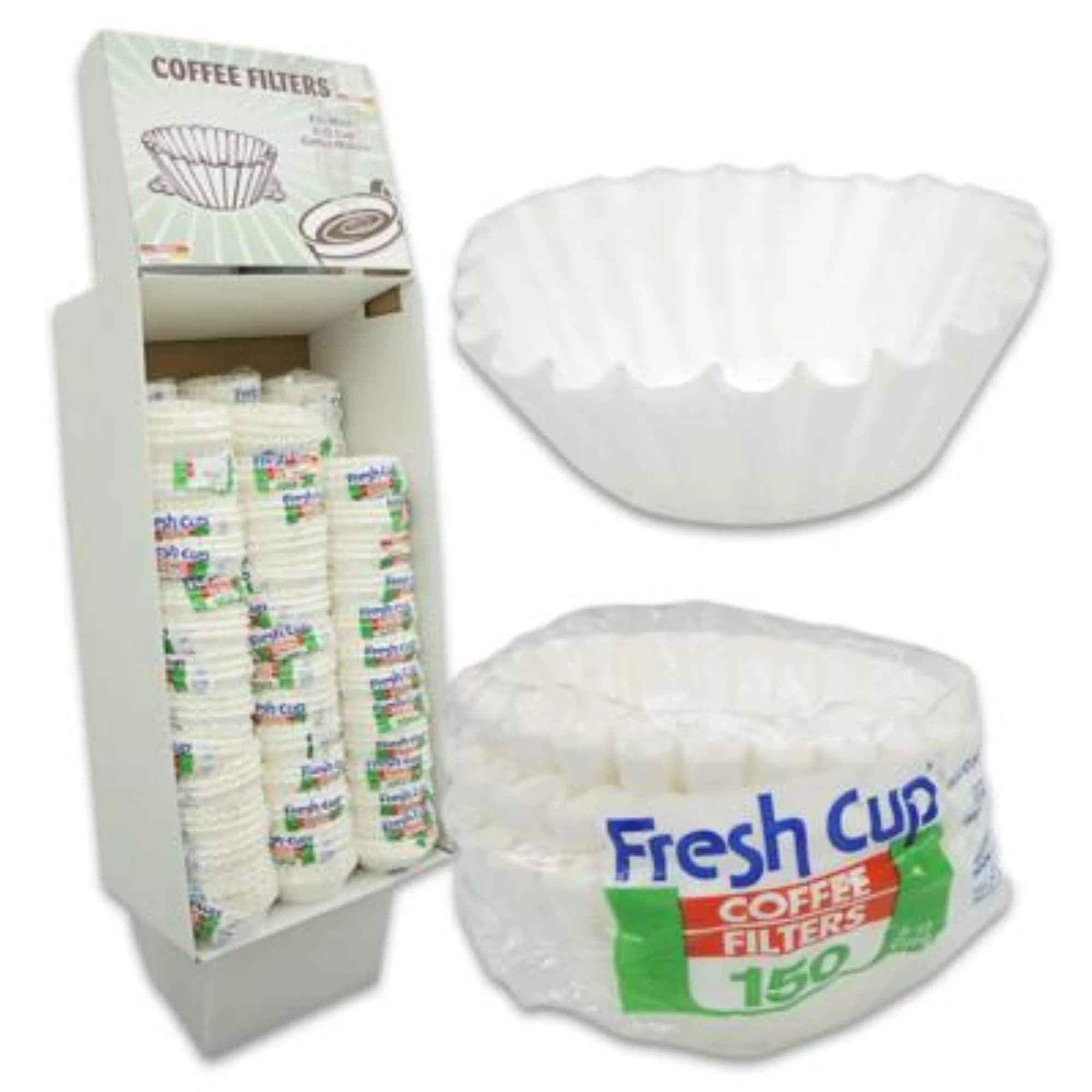 Fresh Cup Paper Coffee Filters 150ct | 8-12 Cup Pack of 2 | White Paper Coffee Filters for Coffee Maker — White