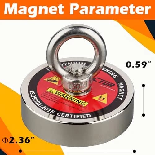 MUTUACTOR Heavy Duty Fishing Magnet Kit | 500lb Neodymium Magnets with 65Ft Rope & Grappling Hook for Underwater Recovery thumbnail 5