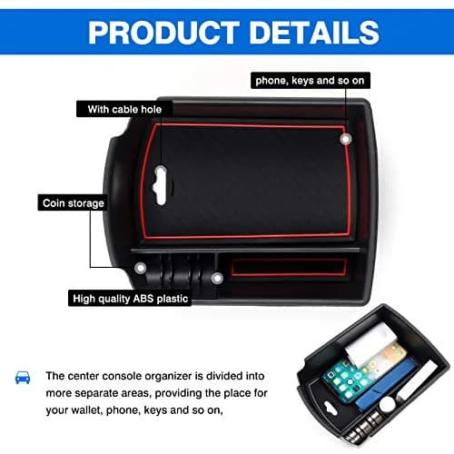 Autorder Center Console Organizer for Kia Soul 2020-2026 | ABS Plastic Armrest Storage Box with 2 Color Mats thumbnail 7