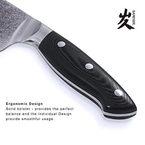 SAMCOOK Damascus Chef Knife 8 Inch VG-10 Japanese Kitchen Knife | Forged Full Tang Blade thumbnail 4