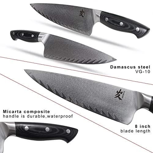 SAMCOOK Damascus Chef Knife 8 Inch VG-10 Japanese Kitchen Knife | Forged Full Tang Blade thumbnail 8