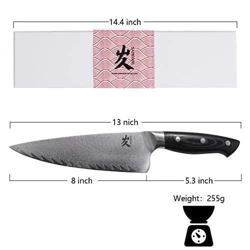 SAMCOOK Damascus Chef Knife 8 Inch VG-10 Japanese Kitchen Knife | Forged Full Tang Blade thumbnail 2