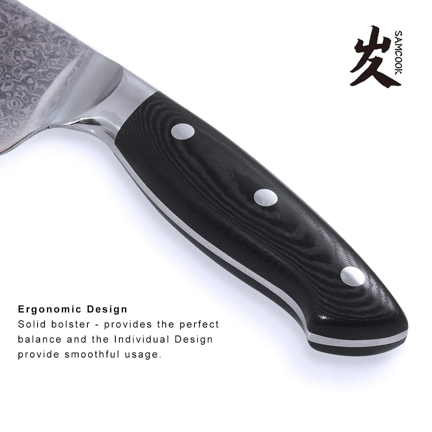 SAMCOOK Damascus Chef Knife 8 Inch VG-10 Japanese Kitchen Knife | Forged Full Tang Blade - view 4