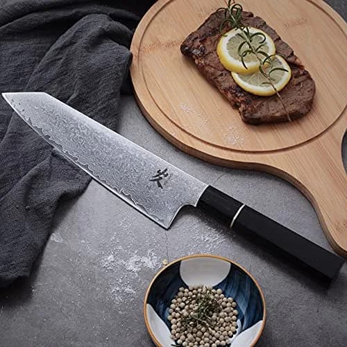 SAMCOOK 8 Inch Kiritsuke Chef Knife | High Carbon Damascus Steel Blade, Ebony Handle thumbnail 5