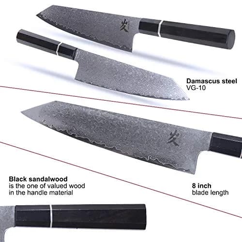 SAMCOOK 8 Inch Kiritsuke Chef Knife | High Carbon Damascus Steel Blade, Ebony Handle thumbnail 8