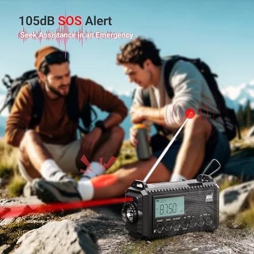 Mesqool NOAA Weather Radio Auto Alert Digital with LCD Screen, 5000mAh 5 Way Powered | Emergency Radio with Flashlight & SOS thumbnail 8