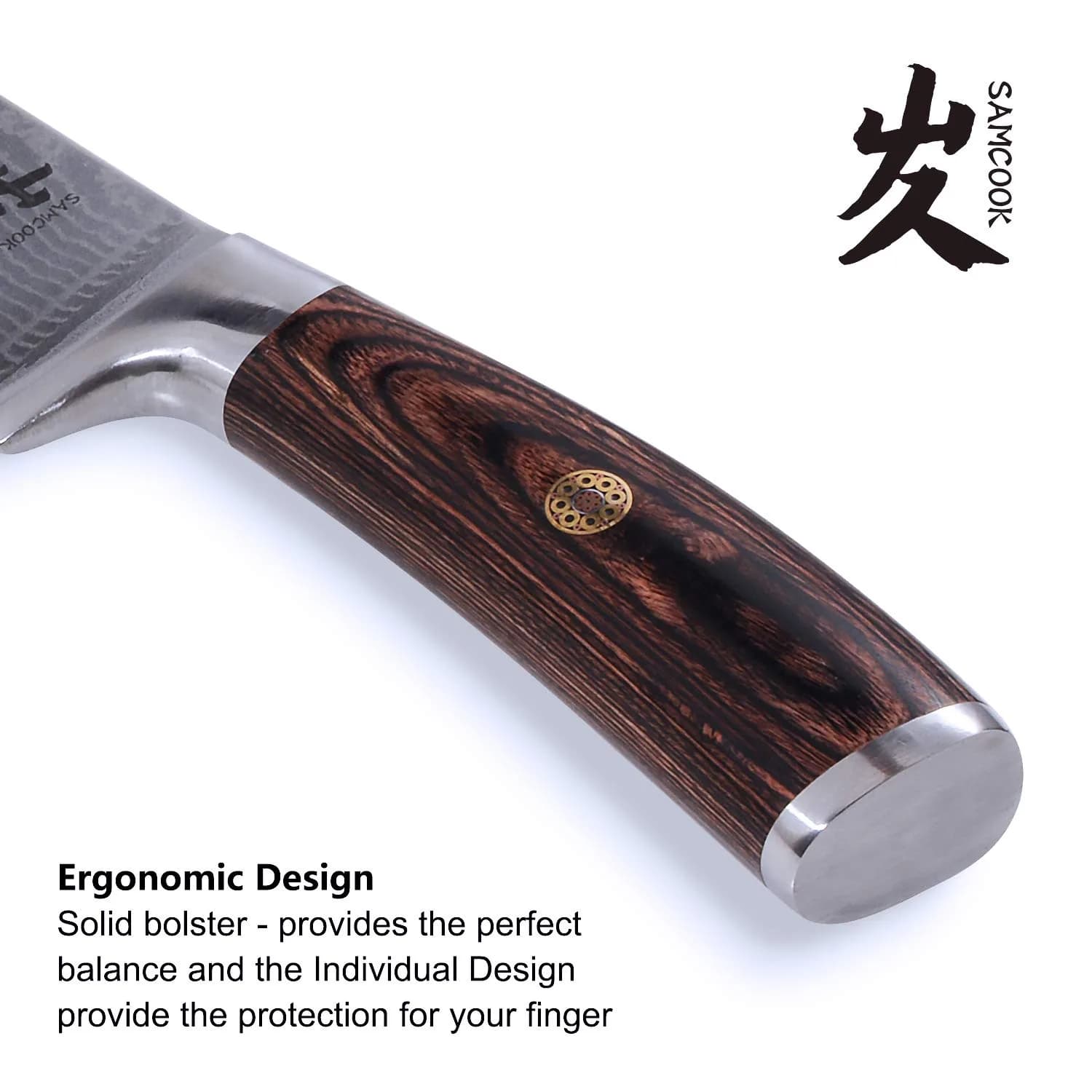 SAMCOOK Damascus Chef Knife 8 Inch Japanese Knife with Pakkawood Handle | Forged High Carbon Stainless Steel Blade - view 4