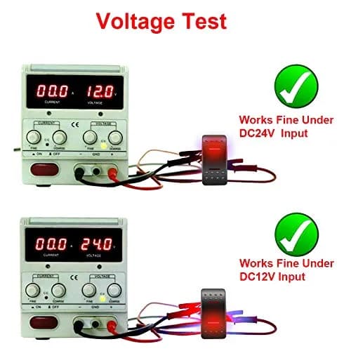 KEING Red LED Momentary Rocker Switch (ON)/Off/(ON) - 12V 20A / 24V 10A - 7-Pin DPDT Waterproof Toggle for Automotive, Marine, RVs thumbnail 4