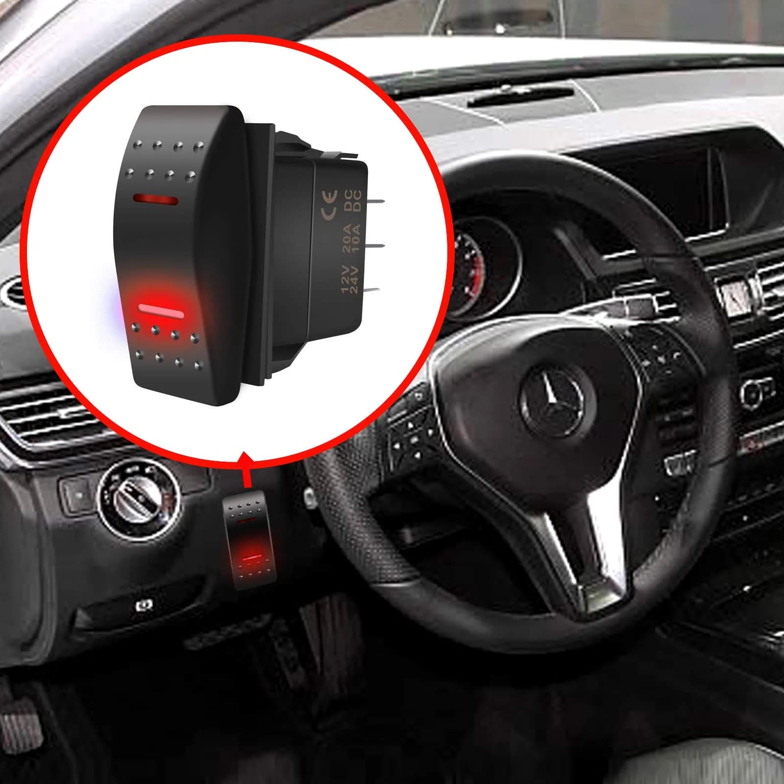 KEING Red LED Momentary Rocker Switch (ON)/Off/(ON) - 12V 20A / 24V 10A - 7-Pin DPDT Waterproof Toggle for Automotive, Marine, RVs - view 8