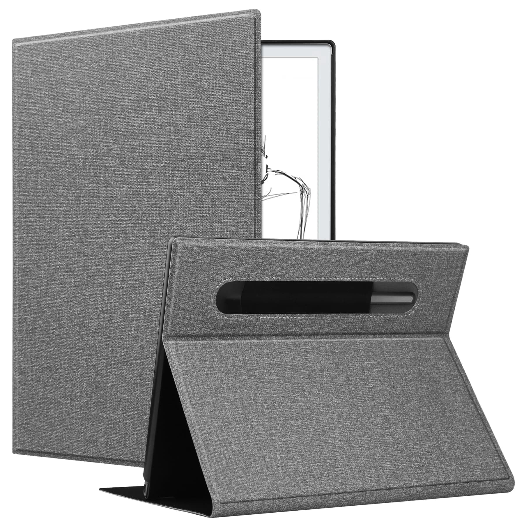 KuRoKo Case for Remarkable 2 Tablet, Slim Hard Back Shell with Pen Holder & Stand, Light Gray (10.3" Screen) - main product image