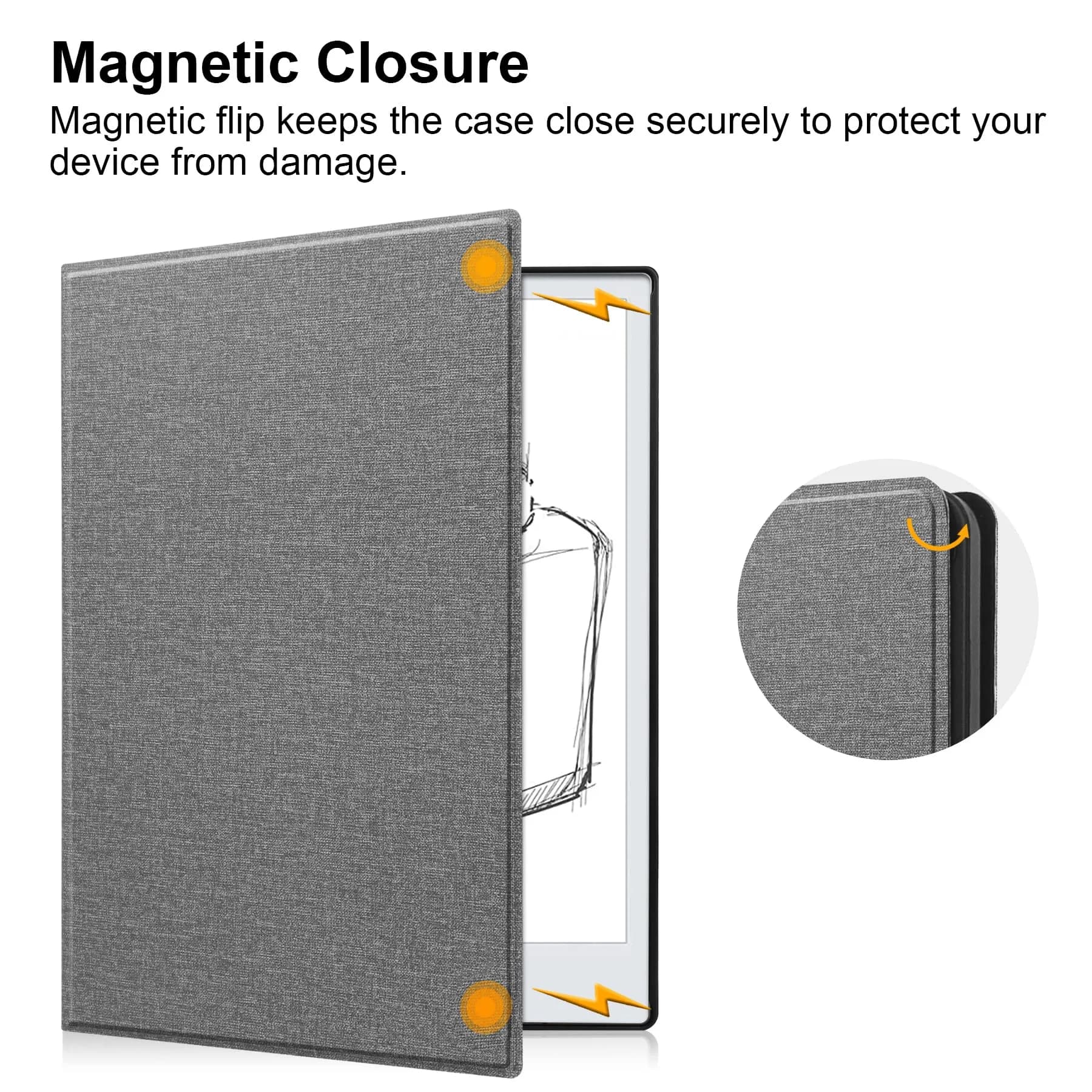 KuRoKo Case for Remarkable 2 Tablet, Slim Hard Back Shell with Pen Holder & Stand, Light Gray (10.3" Screen) - view 5