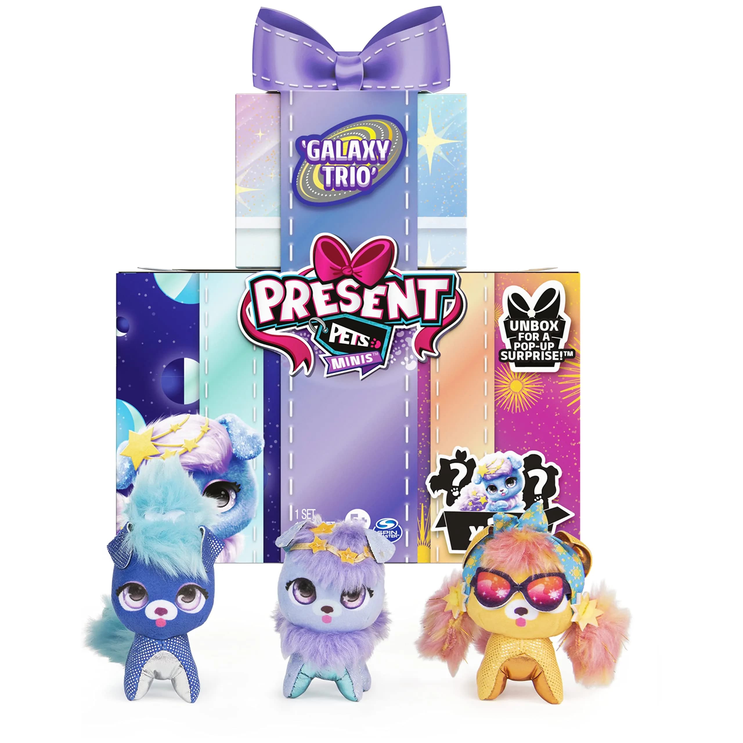 Present Pets Minis Galaxy Trio 3-Pack of 3-inch Plush Toys | Galaxy-Inspired Kids Plush for Girls 5+ — 3pk - Galaxy