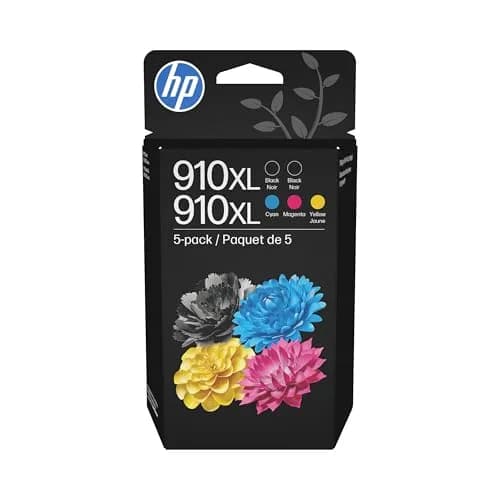 HP Original 910XL Black, Cyan, Magenta, Yellow High-Yield Ink Cartridges (5-Pack) | Fade-Resistant Documents & Brilliant Images thumbnail 1