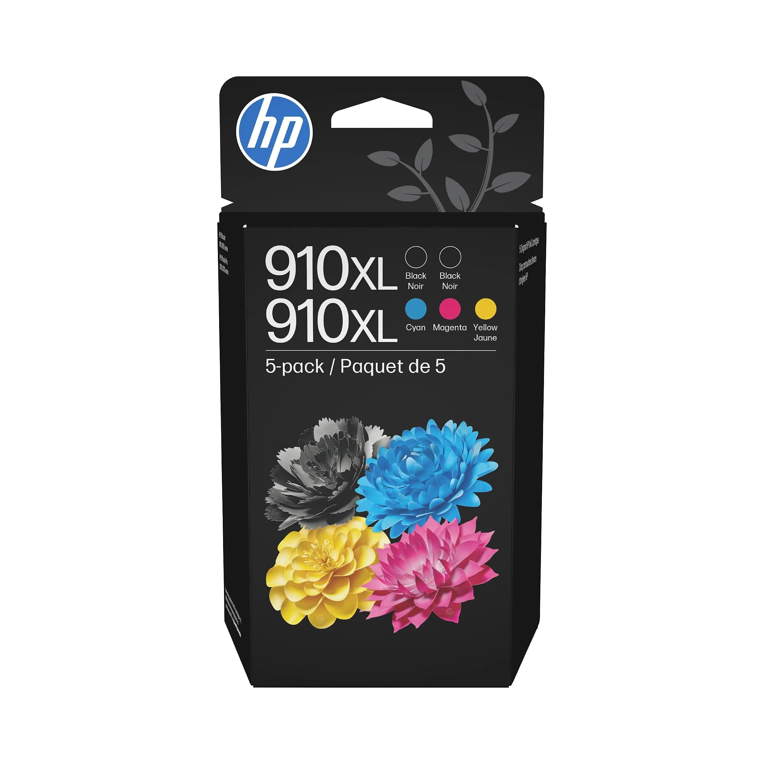 HP Original 910XL Black, Cyan, Magenta, Yellow High-Yield Ink Cartridges (5-Pack) | Fade-Resistant Documents & Brilliant Images - main product image