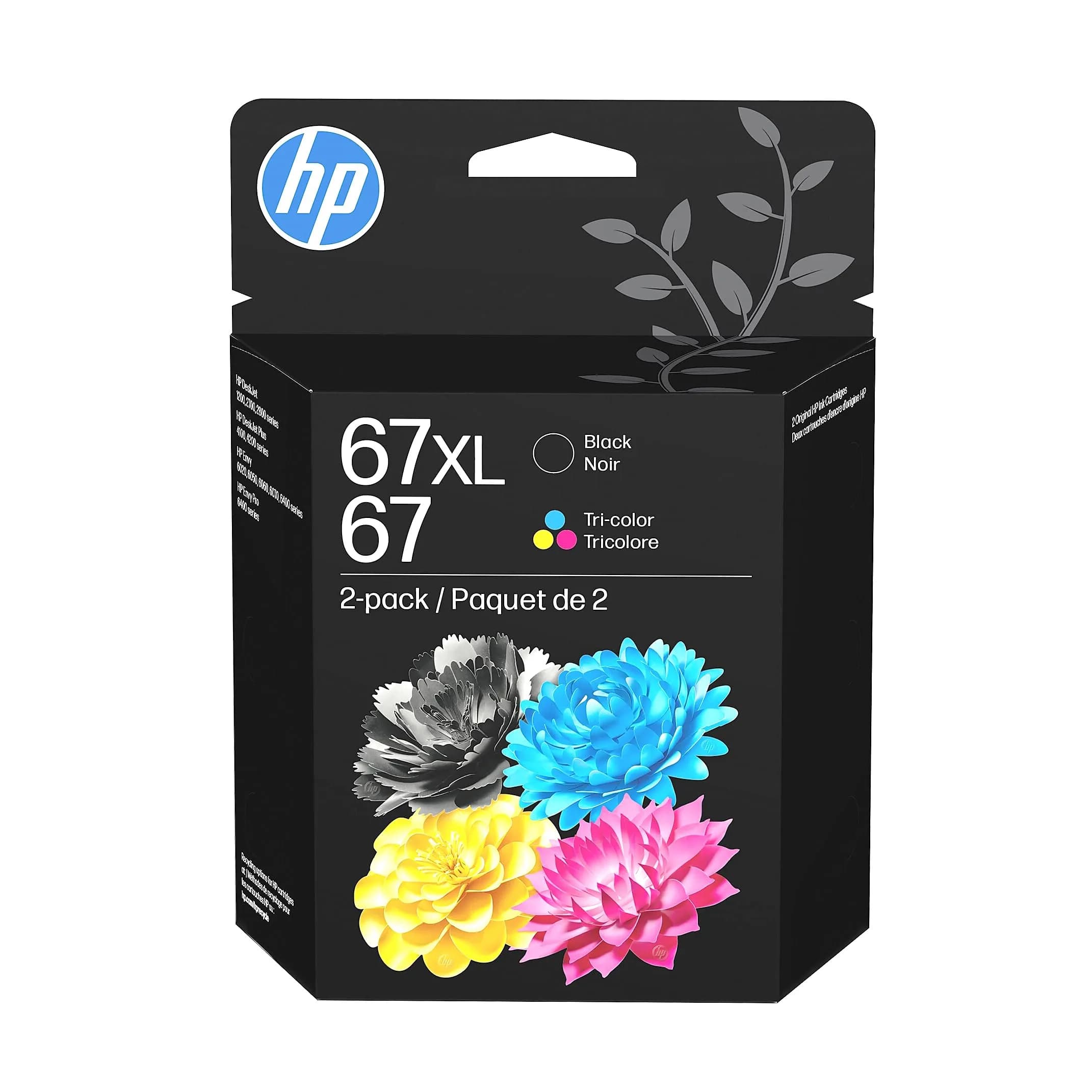 HP Original 67XL Black / 67 Tri-Color Ink Cartridges (2-Pack) | Fade-Resistant Documents & Brilliant Images — Black XL + CMY