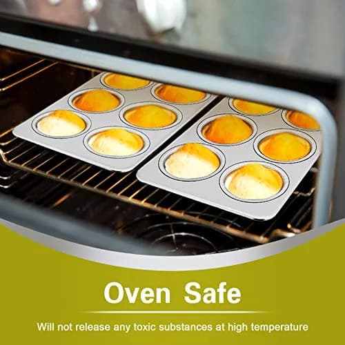 P&P CHEF 6-Cup Muffin Pan Tin, Stainless Steel Cupcake Pan, 4Pcs | Heavy Duty & Dishwasher Safe thumbnail 6