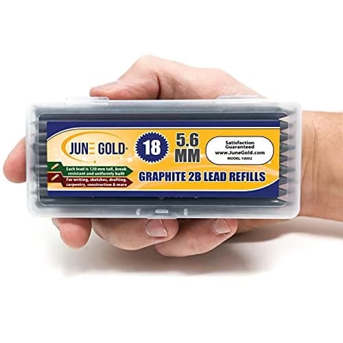 June Gold 5.6 mm 2B Lead Refills, 120 mm Length, 18 Count | Smooth Writing, Break Resistant thumbnail 2