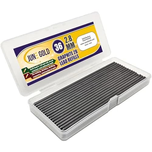 June Gold 2.8 mm 2B Graphite Lead Refills, 120 mm Length, 36 Count | Smooth Writing & Break Resistance thumbnail 1