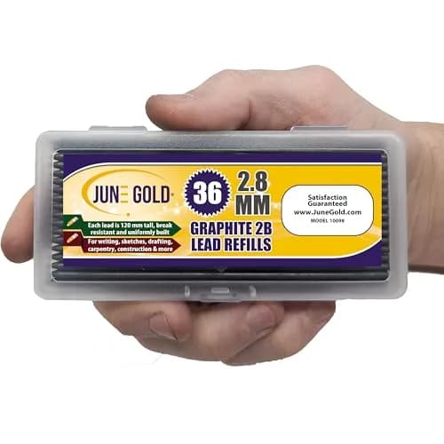 June Gold 2.8 mm 2B Graphite Lead Refills, 120 mm Length, 36 Count | Smooth Writing & Break Resistance thumbnail 2