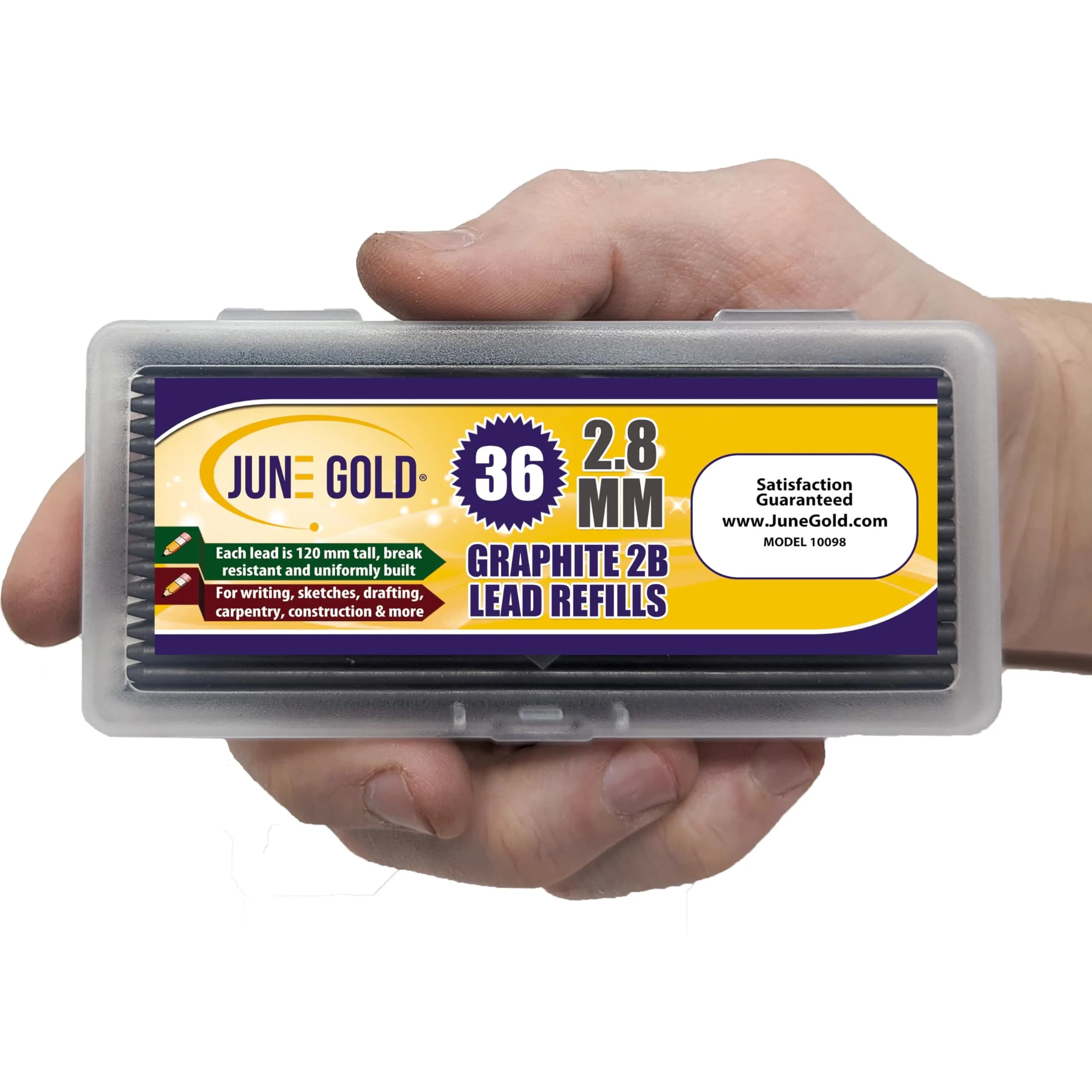 June Gold 2.8 mm 2B Graphite Lead Refills, 120 mm Length, 36 Count | Smooth Writing & Break Resistance - view 2