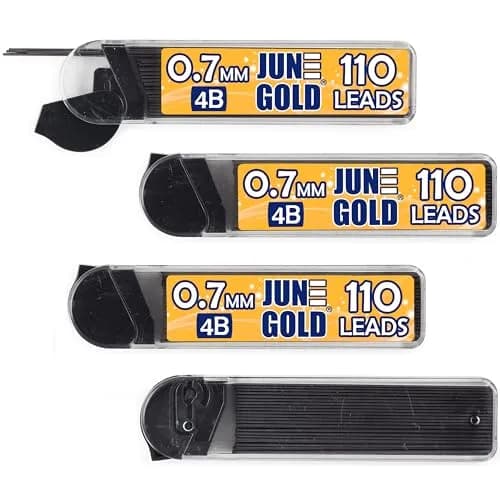 June Gold 0.7 mm 4B Graphite Lead Refills, 4 Dispensers x 110 Pieces Each thumbnail 1