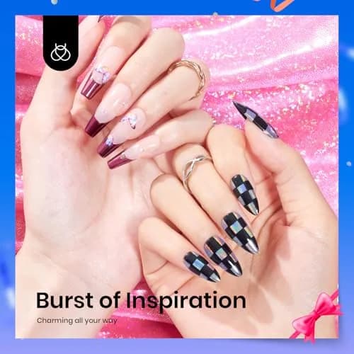beetles Gel Polish Mirror Effect Holographic Chrome Nail Powder Kit 0.5g-7.5ml | Glitter for Women thumbnail 4