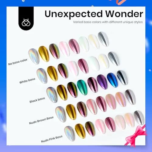 beetles Gel Polish Mirror Effect Holographic Chrome Nail Powder Kit 0.5g-7.5ml | Glitter for Women thumbnail 3
