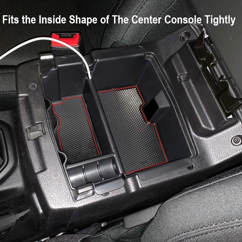 EDBETOS Center Console Organizer Tray with Red Trim for Jeep Wrangler JL/JLU & Gladiator JT (17cm x 14cm x 20cm) - view 6