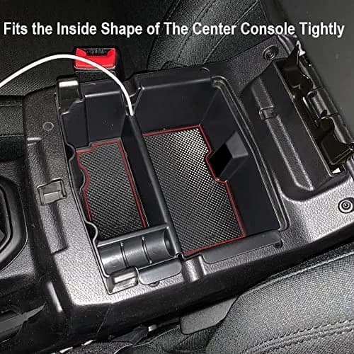 EDBETOS Center Console Organizer Tray with Red Trim for Jeep Wrangler JL/JLU & Gladiator JT (17cm x 14cm x 20cm) thumbnail 6