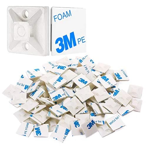 XHF 500 PCS 3/4" White Self Adhesive Cable Zip Tie Mounts | Cable Management Organizer thumbnail 1