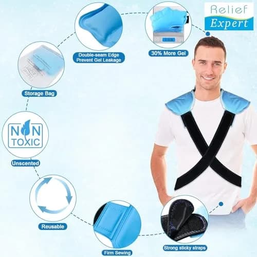 Relief Expert Large Back and Shoulder Ice Pack Wrap – Reusable Gel Cold Pack with Dual-Sided Fabric and Adjustable Straps, Soft Plush Lining for Upper Back Cold Therapy and Post-Workout Recovery thumbnail 2