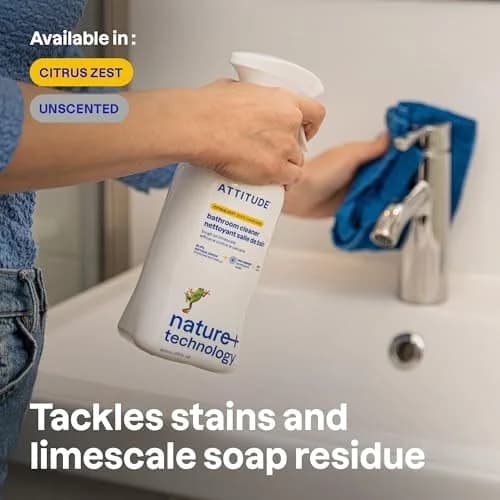 ATTITUDE Bathroom Cleaner Spray 797ml (27.1 Fl Oz) | EWG Verified Plant-Based Formula for Indian Bathrooms thumbnail 2