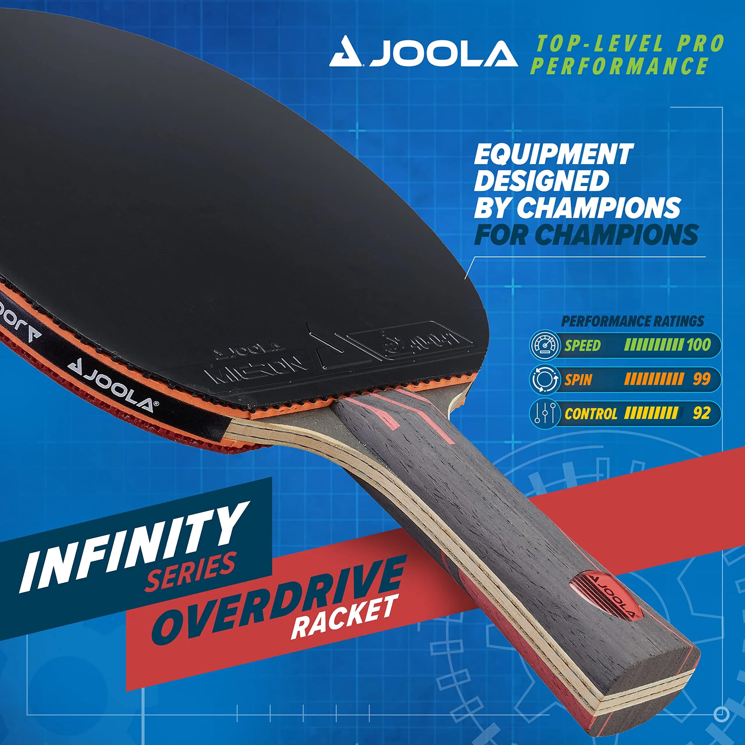 JOOLA Infinity Overdrive Professional Table Tennis Racket | 7-Ply Carbon Kevlar Blade, ITTF Micron 48 Rubber - view 2