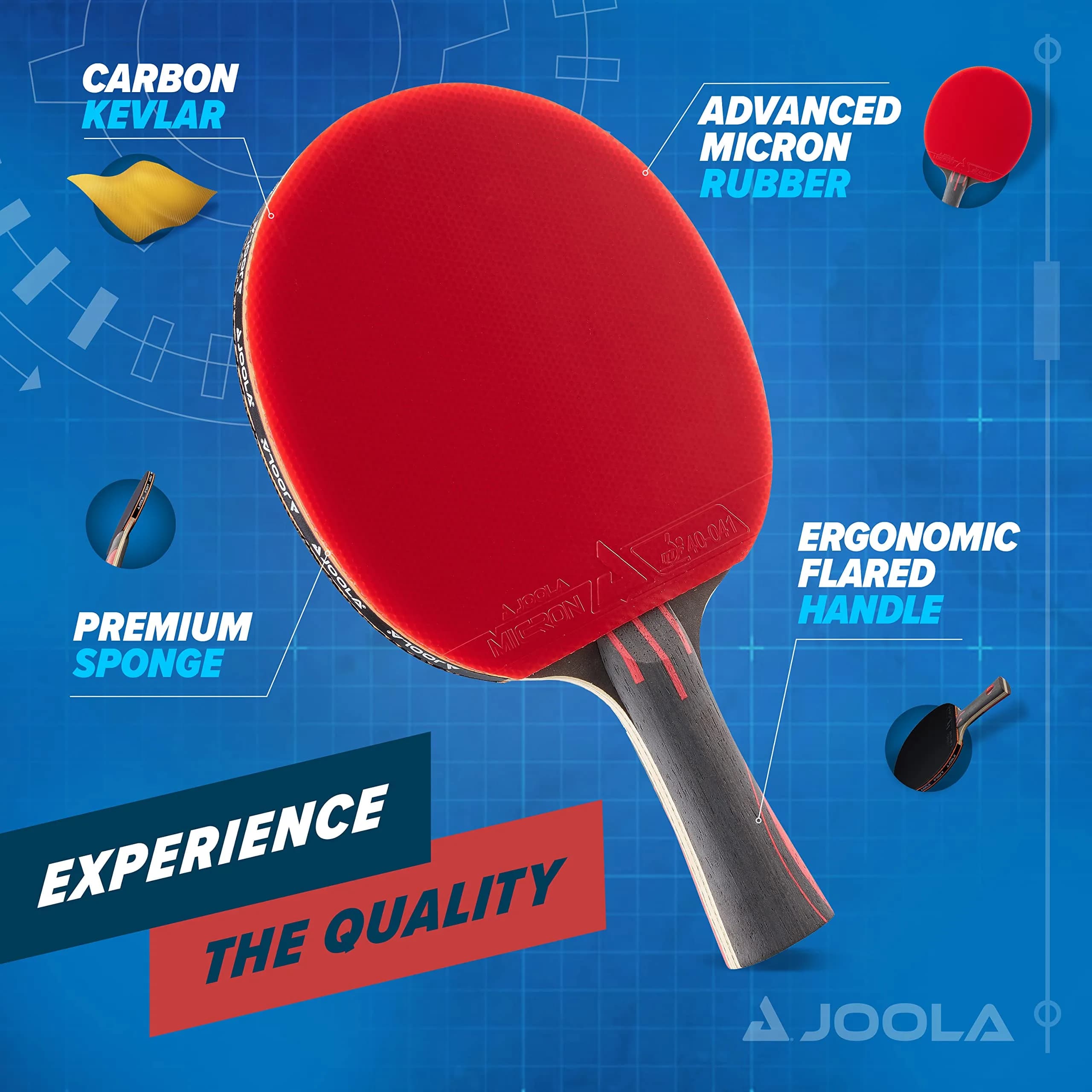 JOOLA Infinity Overdrive Professional Table Tennis Racket | 7-Ply Carbon Kevlar Blade, ITTF Micron 48 Rubber - view 3