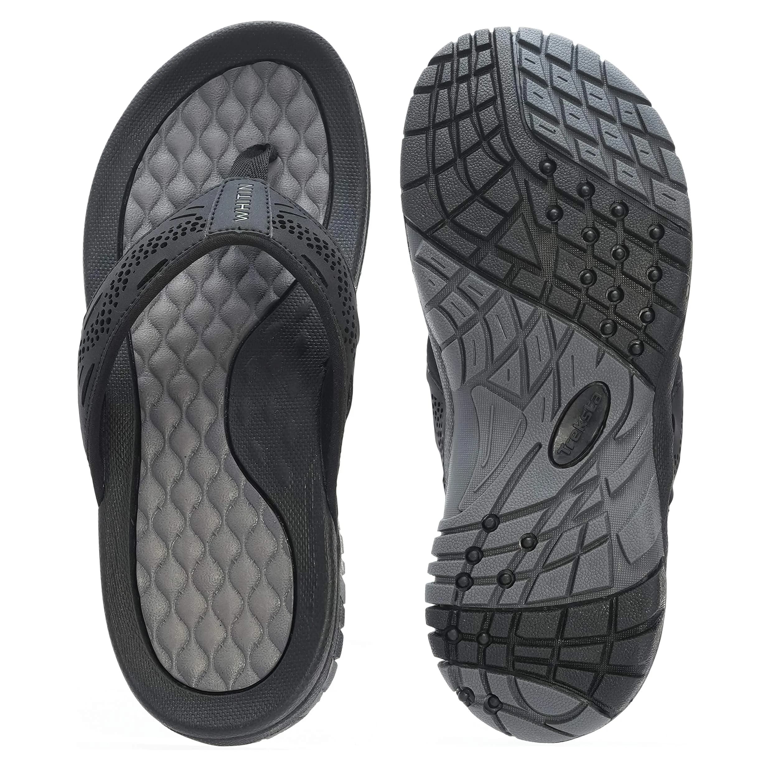 WHITIN Men's Arch Support Flip Flop Sandal Black 10 (3.5cm Heel) | Slip Resistant Outdoor Athletic - view 7