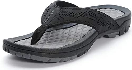 WHITIN Men's Arch Support Flip Flop Sandal Black 10 (3.5cm Heel) | Slip Resistant Outdoor Athletic thumbnail 1