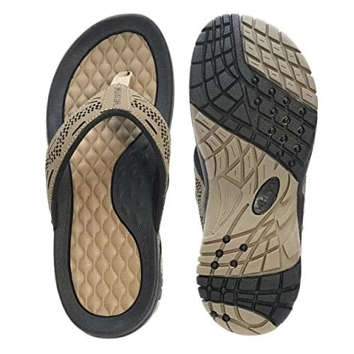 WHITIN Men's Arch Support Flip Flop Sandal Khaki 10 (US Men's) | Modern Contouring with Anatomical Arch Support thumbnail 7