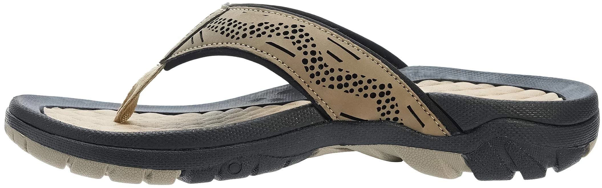 WHITIN Men's Arch Support Flip Flop Sandal Khaki 10 (US Men's) | Modern Contouring with Anatomical Arch Support - view 2