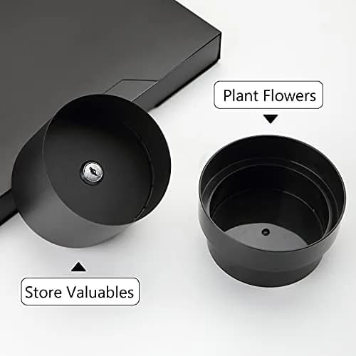 Younion Flower Pot Diversion Safe with Key Lock, Black 12cm (4.8''D x 5.2''H) | Hide Keys, Money, Jewelry thumbnail 4