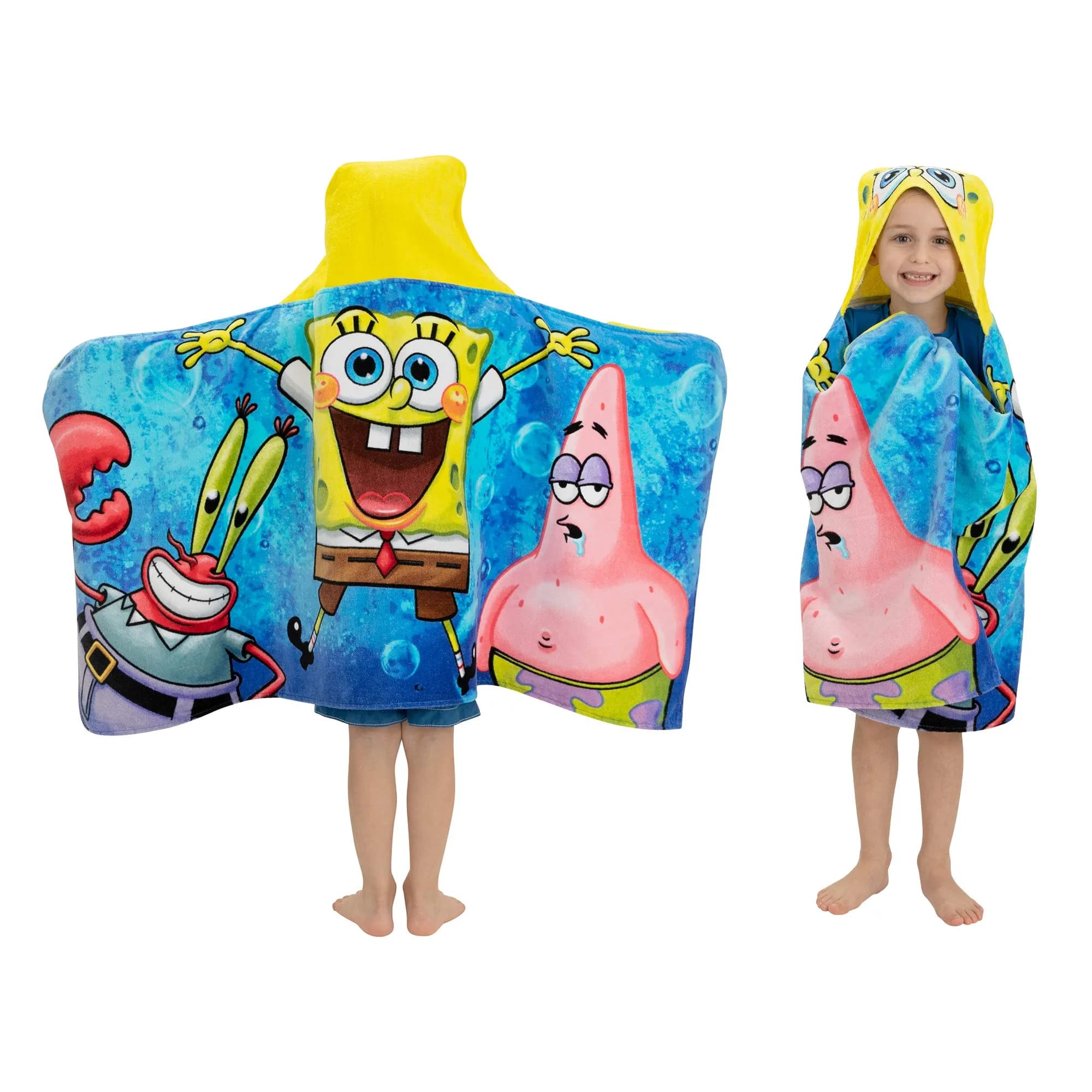Franco SpongeBob SquarePants Hooded Towel Wrap 63cm x 127cm | Soft Cotton Terry for Bath & Beach - main product image