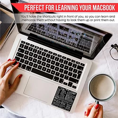 Synerlogic Mac OS Shortcuts Sticker for Air/Pro | Laminated Vinyl Keyboard Cheatsheet (Black) thumbnail 6