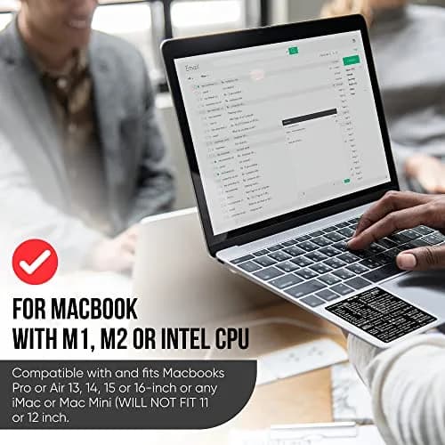 Synerlogic Mac OS Shortcuts Sticker for Air/Pro | Laminated Vinyl Keyboard Cheatsheet (Black) thumbnail 7